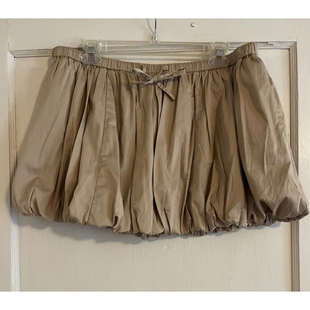 The Drop Mikayla Vallati Puff Skirt Womens XL Beige Mini Lined Bubble Hem Cotton